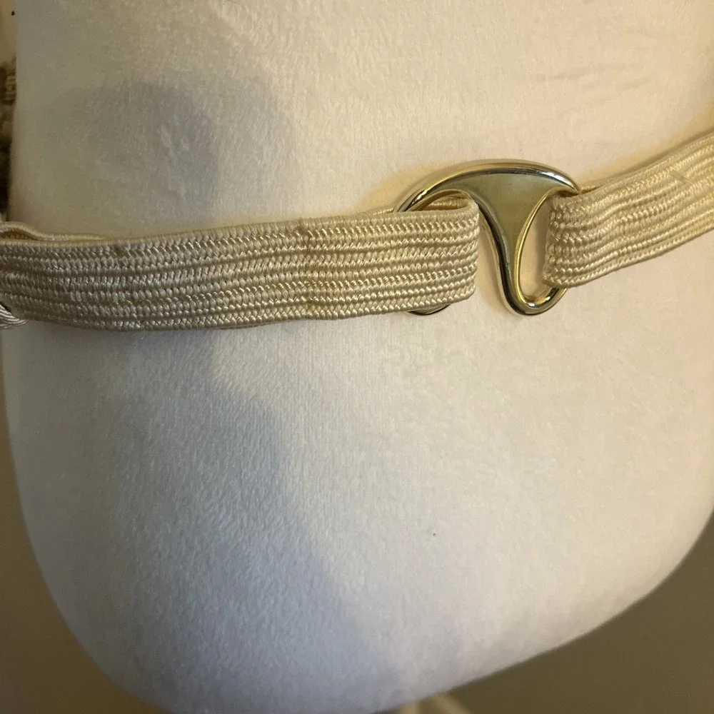 Vintage 80's Braided Women's Belt White And Gold 80s luxury statement‎